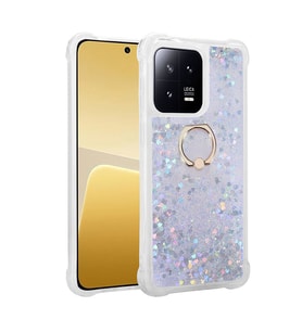 Xiaomi Mi 13 Kılıf Zore Milce Simli Pullu Yüzüklü Kılıf (Gümüş)