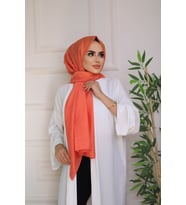 %15 İpek Vual Jazz Şal Serisi 80 x 180 Cm (Mandalina)