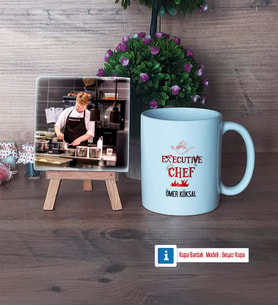 Aşçıya Hediye Fotoğraflı Dekoratif Taş, Kupa Bardak Beyaz Hediye (Model 1)