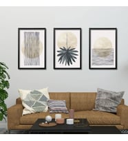 3'lü Ahşap Lamine Çerçeveli Mdf Tablo Modern Pastel Tasarım (Siyah)