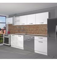 Decoraktiv Elite 280 MDF Hazır Mutfak Dolabı - Tezgah Dahil - Parlak Beyaz (Beyaz)