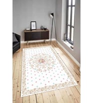 Dijital Baskılı Yıkanabilir Kaymaz Modern Renkli Salon Halısı Mutfak Halısı Yolluk ND-HY-1124 (Beyaz)