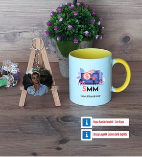 Mali Müşavir Kupa Bardak Beyaz ve Fotoğraflı Ahşap Anahtarlık HediyeMuhasebeciler Günü Hediyesi (Model 7)