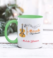 Müzik Öğretmeni Tasarımlı Kişiye Özel Kupa Bardak (Yeşil)