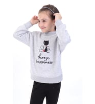 Toontoy Kız Bebek Baskılı Sweatshirt ( Gri-Melanj)