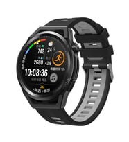Samsung Galaxy Watch 42mm Kordon Çift Renk Çizgili Band (Siyah-Gri)