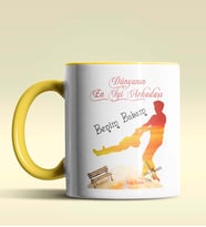 Kişiye Özel Dünyanın En İyi Arkadaşı 2 Temalı Siyah Kupa Bardak (Sarı)