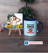 Kadın Öğretmene Hediye Fotoğraflı Dekoratif Taş, Kupa Bardak Beyaz Hediye (Model 3)