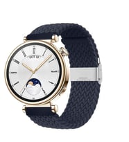 Sneezy Huawei Watch GT 4 41mm İle Uyumlu 18mm Metal Klips Solo Fiberlink Örgü Kordon (Lacivert)