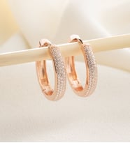 925 Ayar Gümüş Zirkon Taşlı Halka Küpe (Rose)