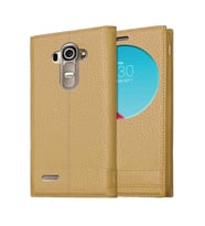 LG G4 Uyumlu Pencereli Kapaklı Magnum Kılıf (Gold)