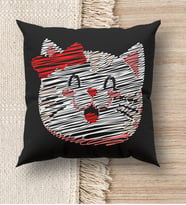 BK Gift Modern Art Tasarımlı Premium Kumaş Siyah Kırlent Yastık, Ev Hediyesi, Ev Dekorasyonu, Dekoratif Hediye (Model 5)