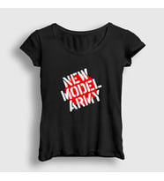Presmono Kadın Beyaz Logo Rock New Model Army T-Shirt 485629tt (Siyah)