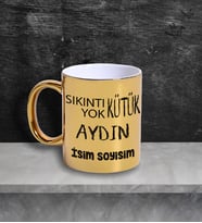 Aydın Temalı Kişiye Özel İsim ve/veya Fotoğraflı Kupa Bardak No:X025-09 (Gold)