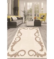 Dijital Kaymaz Taban Yıkanabilir Modern Renkli Salon Halısı Mutfak Halısı Yolluk ND-HT-1424 (Krem)