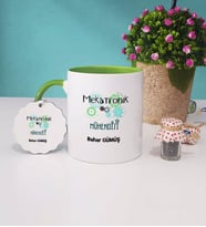 Mekatronik Mühendisi Kupa Bardak ve Anahtarlık (Yeşil)