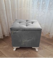 Lüks Sandıklı Tabure Puf 45 x 45 cm (Gri)