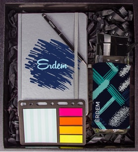 eJOYA Kişiye Özel Defter Kalem Matara Ve Mini Organizer Ofis Kırtasiye Hediye Kutusu 110326 (Gümüş)