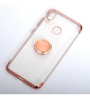 Huawei Y7 2019 Kılıf Gess Kenarları Renkli Yüzük Aparatlı Kılıf (Rose)