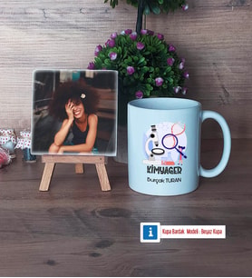 Kimyager Fotoğraflı Dekoratif Taş, Kupa Bardak Beyaz Hediye (Model 1)