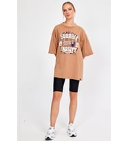ALEXANDERGARDI BASKILI OVERSİZE T-SHİRT (E23-0046 01) (Camel)