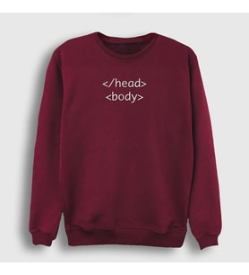 Presmono Unisex Beyaz Head Body Html Developer Yazılımcı Sweatshirt 359329tt (Bordo)