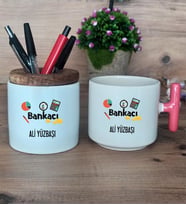 Bankacı Hediye Sepeti Kupa Bardak T Kulplu, Kalemlik Hediyeleri Bankacıya Hediye Bankacılar Günü Hediyesi (Model 4)