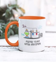 Kimya Öğretmeni Tasarımlı Kişiye Özel Kupa Bardak (Turuncu)