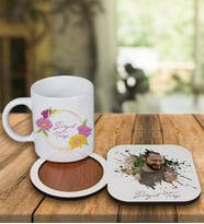 Kişiye Özel Tasarım Kupa Bardak Ve Fotoğraflı Ahşap Bardak Altlığı 99342 (Yeşil)