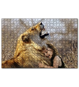 Cakapuzzle  Aslan ve Sevimli Çocuk  Puzzle Yapboz MDF (Ahşap) (255 Parça)