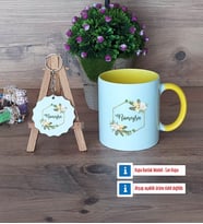 Doğum Günü Hediyesi Kupa Bardak Kırmızı ve Ahşap Anahtarlık Hediye (Model 6)