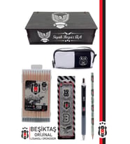 Beşiktaş Orijinal Lisanslı Kalem Kalemtraş Bloknot Silgi Hediyelik Set (Beyaz)