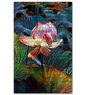 Cakapuzzle Lotus Çiçeği ve Dev Yaprakları Puzzle Yapboz MDF (Ahşap) (1000 Parça)