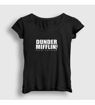 Presmono Kadın Beyaz Dunder Mifflin Dizi The Office T-Shirt 345271tt (Siyah)