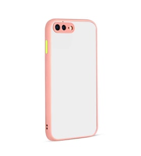 Apple iPhone 8 Plus Kılıf Zore Hux Düğme ve Kapak Zıt Renk Kılıf (Pembe)