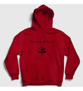 Presmono Unisex Beyaz What Would Buffy Do The Vampire Slayer Kapüşonlu Sweatshirt 433290tt (Kırmızı)
