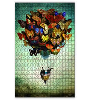 Cakapuzzle Kelebekli Uçan Balon Puzzle Yapboz MDF (Ahşap) (500 Parça)