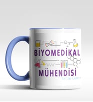 Kişiye Özel Biomedikal Mühendisi Tasarımlı Siyah Kupa (Beyaz-Mavi)