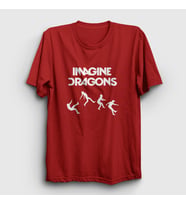 Presmono Unisex Sarı World Imagine Dragons T-Shirt 82867tt (Kırmızı)