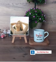 Özel Eğitim Öğretmeni Fotoğraflı Dekoratif Taş, Ahşap Altlıklı Türk Kahvesi Fincanı Hediye Öğretmenler Günü Hediyesi (Model 1)