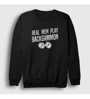 Presmono Unisex Beyaz Real Men Backgammon Oyun Tavla Sweatshirt 418888tt (Siyah)