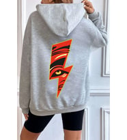 Unisex Yıldırım Baskılı Sweatshirt (Gri)