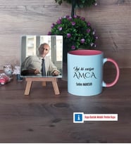 Amcaya Hediye Fotoğraflı Dekoratif Taş, Kupa Bardak Beyaz Hediye (Model 6)