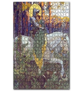 Cakapuzzle At Üzerinde Zırhlı Şövalye ve Genç Kız Puzzle Yapboz MDF (Ahşap) (500 Parça)