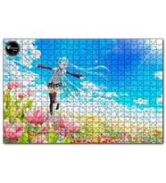 Cakapuzzle  Anime Kız Bulutlu Gökler Laleler  Puzzle Yapboz MDF (Ahşap) (1000 Parça)