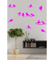 Dalda Kuş Dekoratif Duvar Sticker (Pembe)