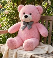 90 cm Papyonlu Peluş Ayıcık Hediyelik (Pembe)