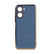 Vivo Y16 Kılıf Zore Bark Kenarları Altın Renk Kılıf (Mavi)