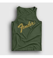 Presmono Unisex Beyaz Logo Fender Gitar Gitarist Atlet 442540tt (Haki)