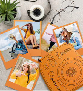 Rengarenk İnstax Tasarımlı Ahşap Kutu Ve 12'li Polaroid Fotoğraflar (Model 5)
